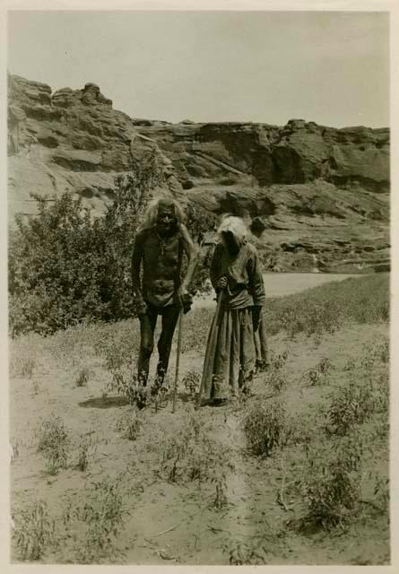 Navajo man and woman opposite White House