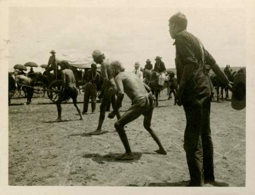 Navajo men in foot races at Ganado feast