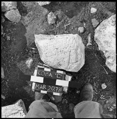 Fragments of Stela 18 at Coba