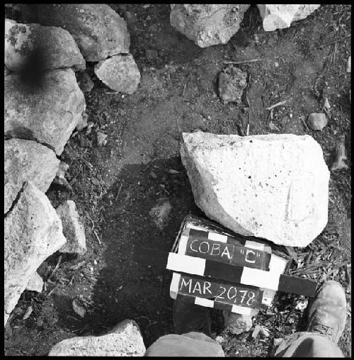 Fragments of Stela 18 at Coba