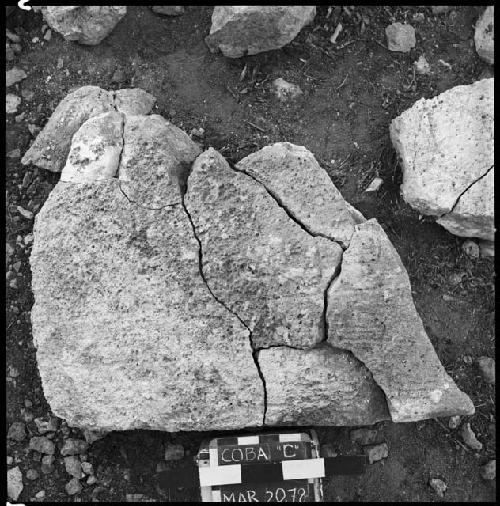 Fragments of Stela 18 at Coba