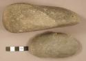 Ground stone, pecked and ground stone object; ground stone object, chipped edges