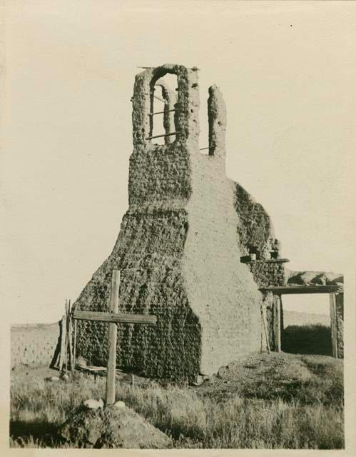 Ruin of old church used as fort by the Indians - and destroyed by the whites