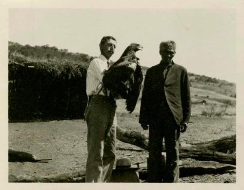 Mr. Davis with eagle and Antonio Marcus, brother of Chief Cemon Duro