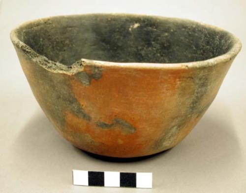 Ceramic bowl, fire clouded red