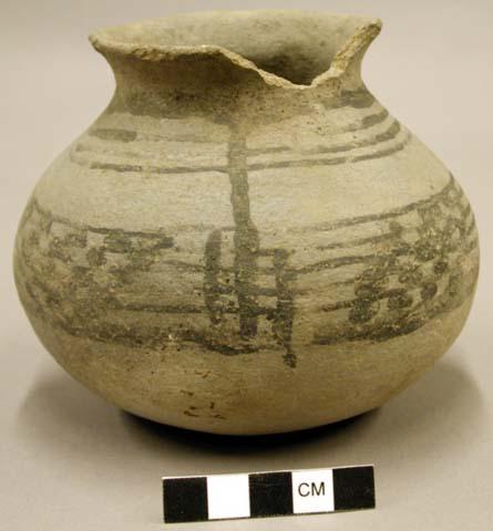 Ceramic partial jar, black on gray