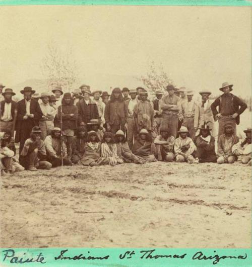 Large group of people assembled to meet Brigham Young and Mormon friends