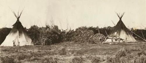 Bannock Indian Camp - two tents and wagon