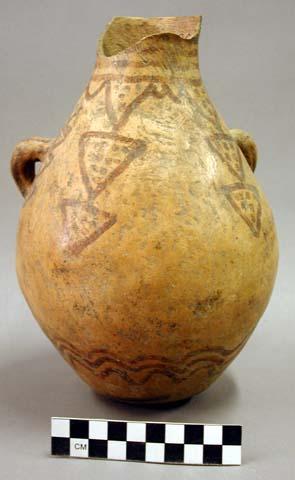 Early Modern Hopi black on yellow pottery canteen