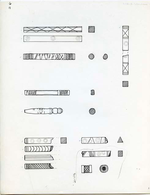 Drawing of ivory gaming sticks