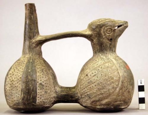 Pottery whistling jar, bird ornament