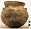 Pottery vessel, red, stamped, cooking pots