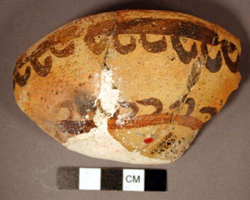 Part of small san bernardino polychrome pottery bowl