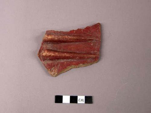 Potsherd - plum red slip; 2 lug handles