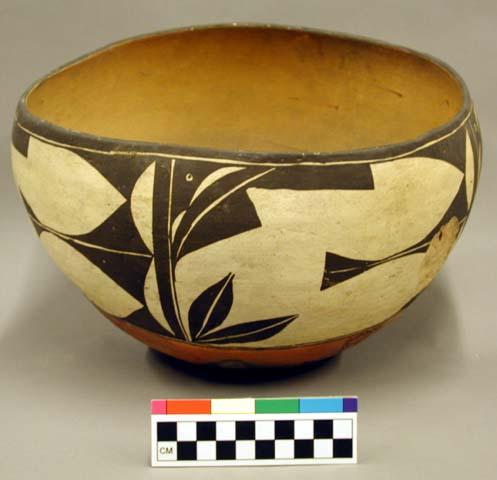 Polychrome pottery large bowl - red, black, yellow