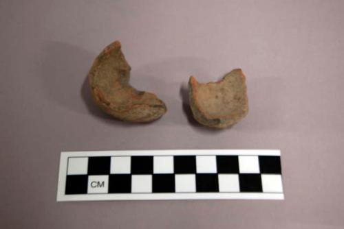 Ceramic, earthenware partial vessel sherds, possible miniature, undecorated