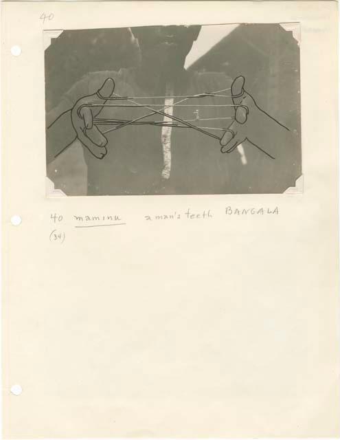 String figures from the Beligian Congo mounted on paper with Davidson's notes.