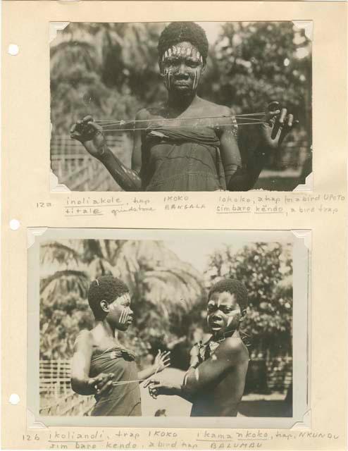 String figures from the Beligian Congo mounted on paper with Davidson's notes.