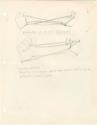 Pencil drawing of string figures from the Belgian Congo with notes.