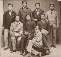 Native American men from Plains tribes in western dress fourteen months after their arrival at Hampton, Va.