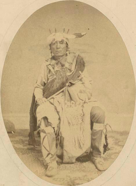 Studio portrait of seated man