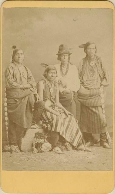 Studio portrait of four Dakota Indians