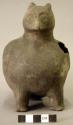 Ceramic complete effigy vessel, hooded jar, owl, two feet and tail form tripod b