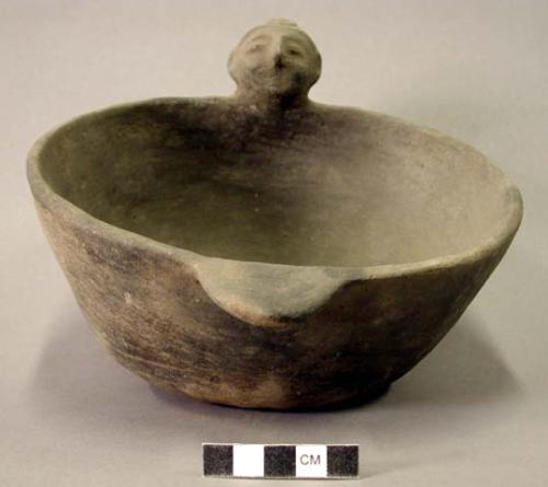 Ceramic vessel, human effigy bowl.