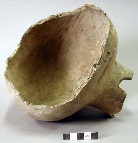 Ceramic partial vessel, missing base and rim, plain