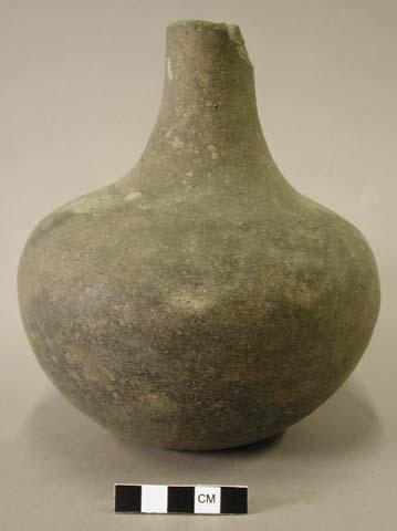 Ceramic vessel, long neck, chipped around rim