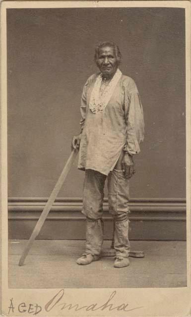 Studio portrait, full-length of older Omaha man