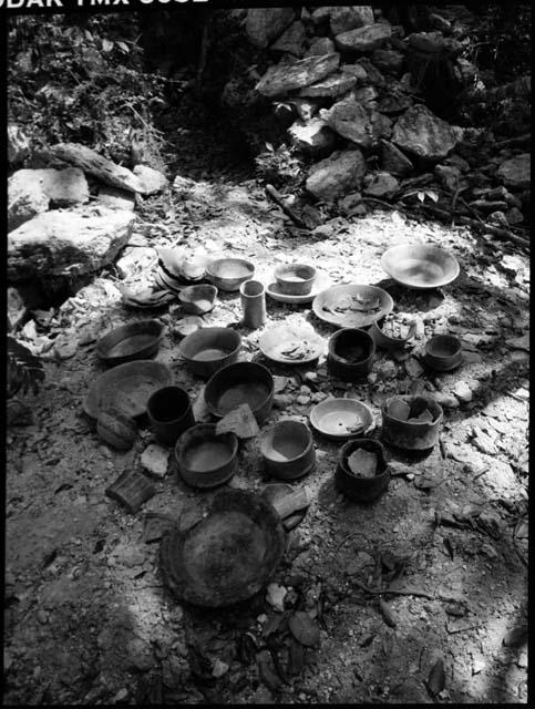 Plates left by looter at La Muralla