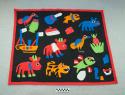 Cotton cloth with applique design depicting various animals, plants & a boat
