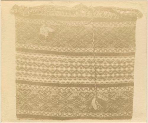 Photograph of woven bag. Collected at Mille Lac, Minn. May 1900.