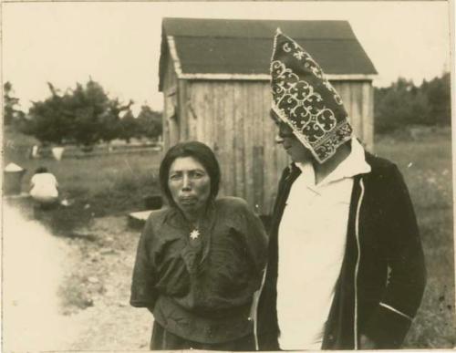 Henrietta Denny and Frances Gould with hat