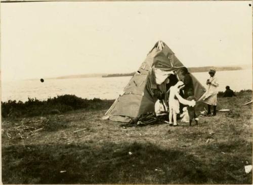 Tarpaper wigwam -- taken at the Micmac mission, held on Corpus Christi Day