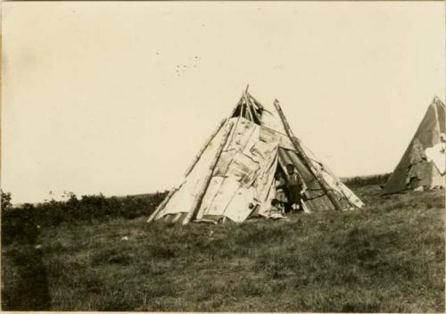 Birch bark wigwam -- taken at the Micmac mission held on Corpus Christi Day