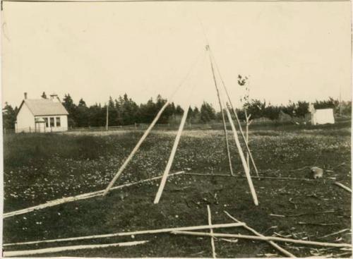 Foundation of pole frame of wigwam