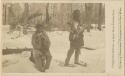Chippewa Indian on snow shoes hunting deer