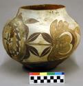 Polychrome pottery large jar - black, white, red, yellow