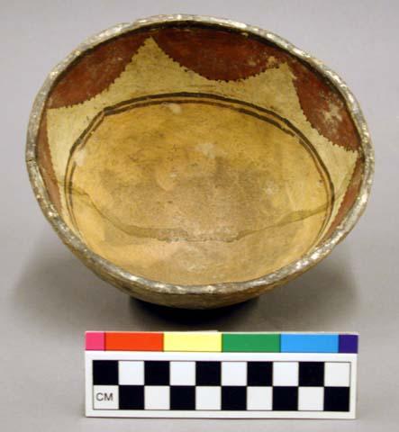 Polychrome pottery bowl - red, black, yellow