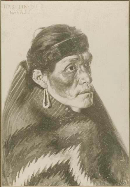 Portrait of Has-tin-wez, a Navajo Indian by Elbridge Ayer Burbank