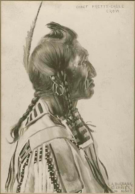 Portrait of Chief Pretty Eagle, a Crow Indian by Elbridge Ayer Burbank
