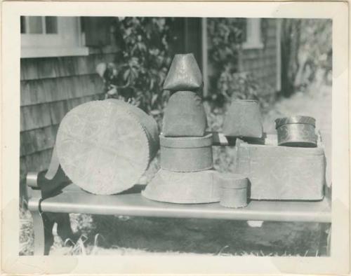 Group of birchbark baskets. Passamaquoddy. Maine

