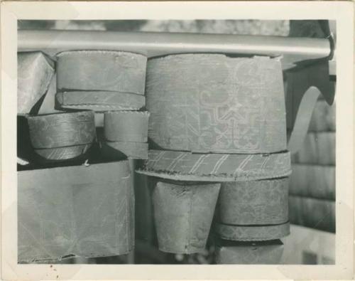 Photograph of Passamaquoddy birchbark baskets. Maine