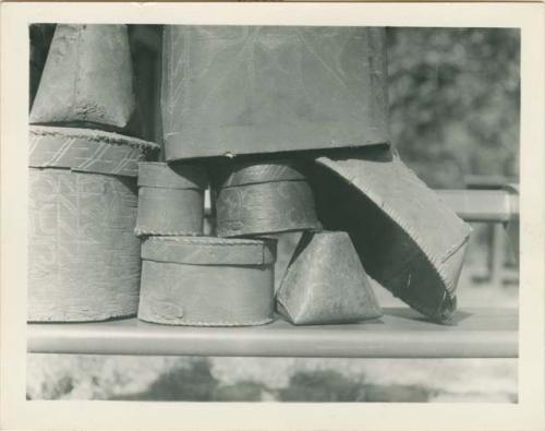 Photograph of Passamaquoddy birchbark baskets. Maine