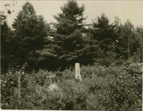 Grave yard, with house over grave at extreme right