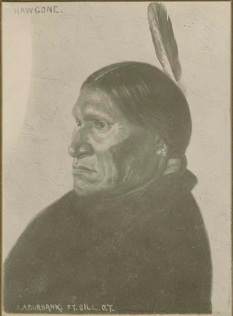 Portrait of Hawgone, an American Indian.