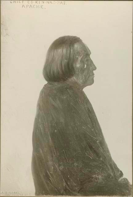 Portrait of Chief Es-Kin-Nas-Pas, an Apache Indian