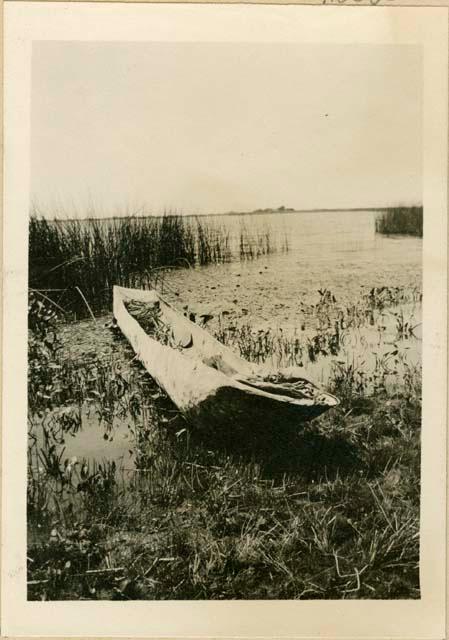 Canoe on Lake Klamath belong to old Klamath Indian